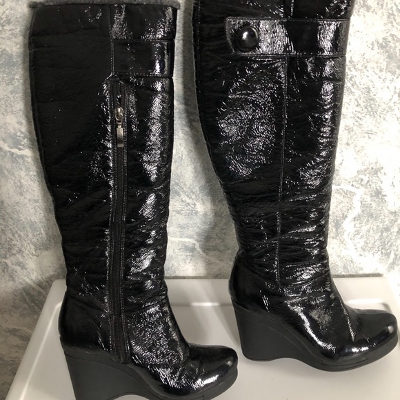 bebe Shoes - BEBE Black Patient Leather Fur-Lined Winter Boots